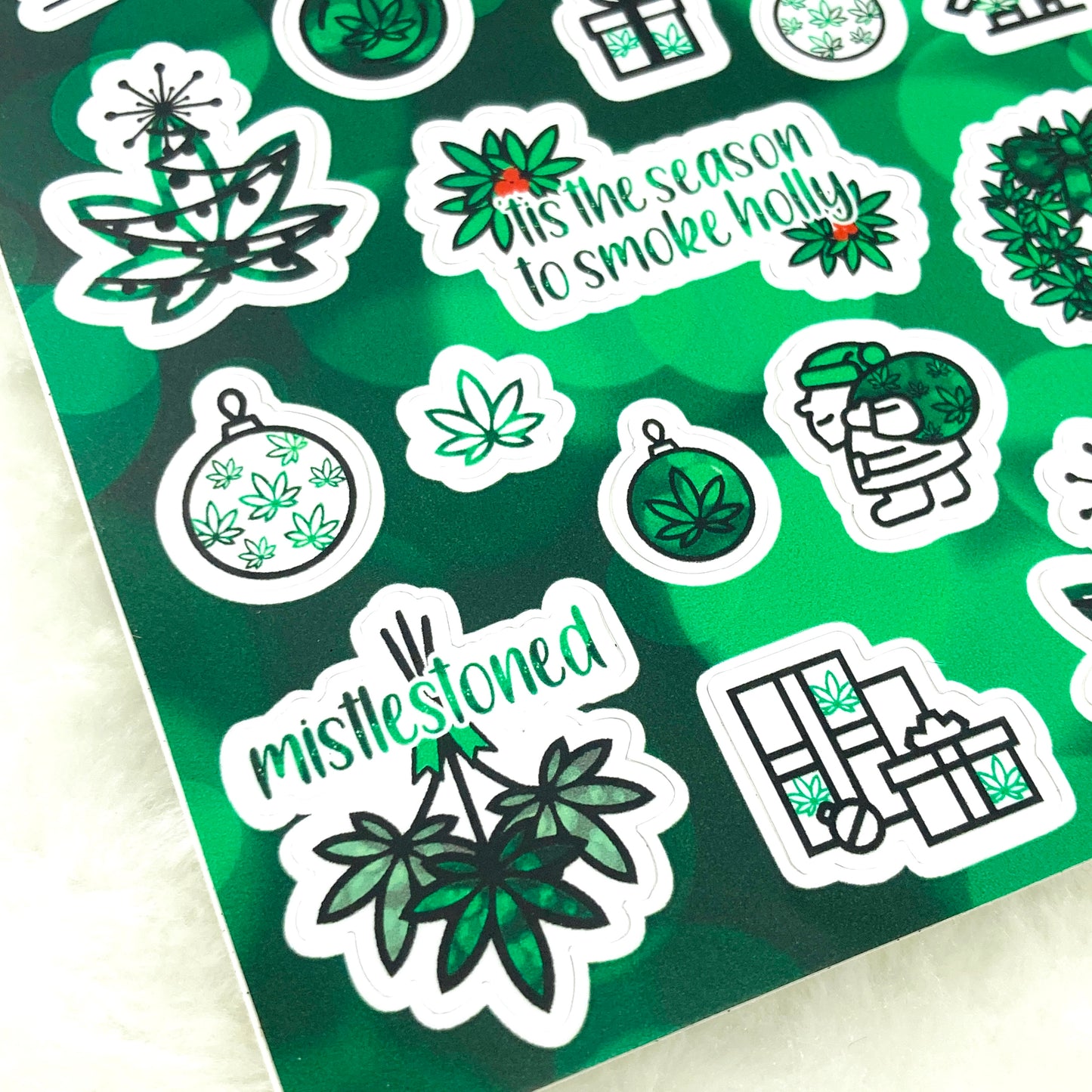 Mistlestoned Marijuana christmas stickers *Retiring Design - final stock*
