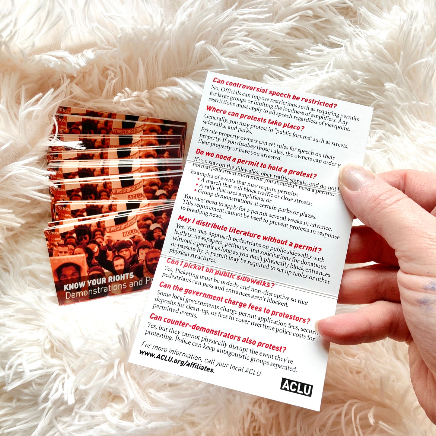 **Free with any purchase** "Know Your Rights: Demonstrations and Protests" ACLU Wallet card - limit 2 per customer