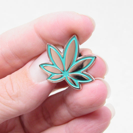 Teal Marijuana Enamel Pin