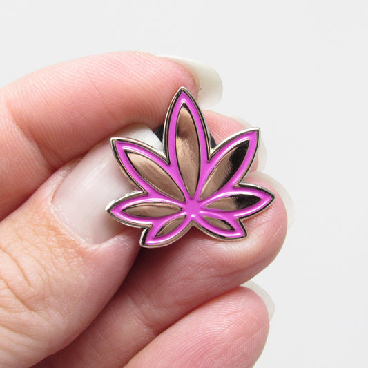 MISFIT/ALMOST PERFECT Fuchsia Pink Marijuana Enamel Pin