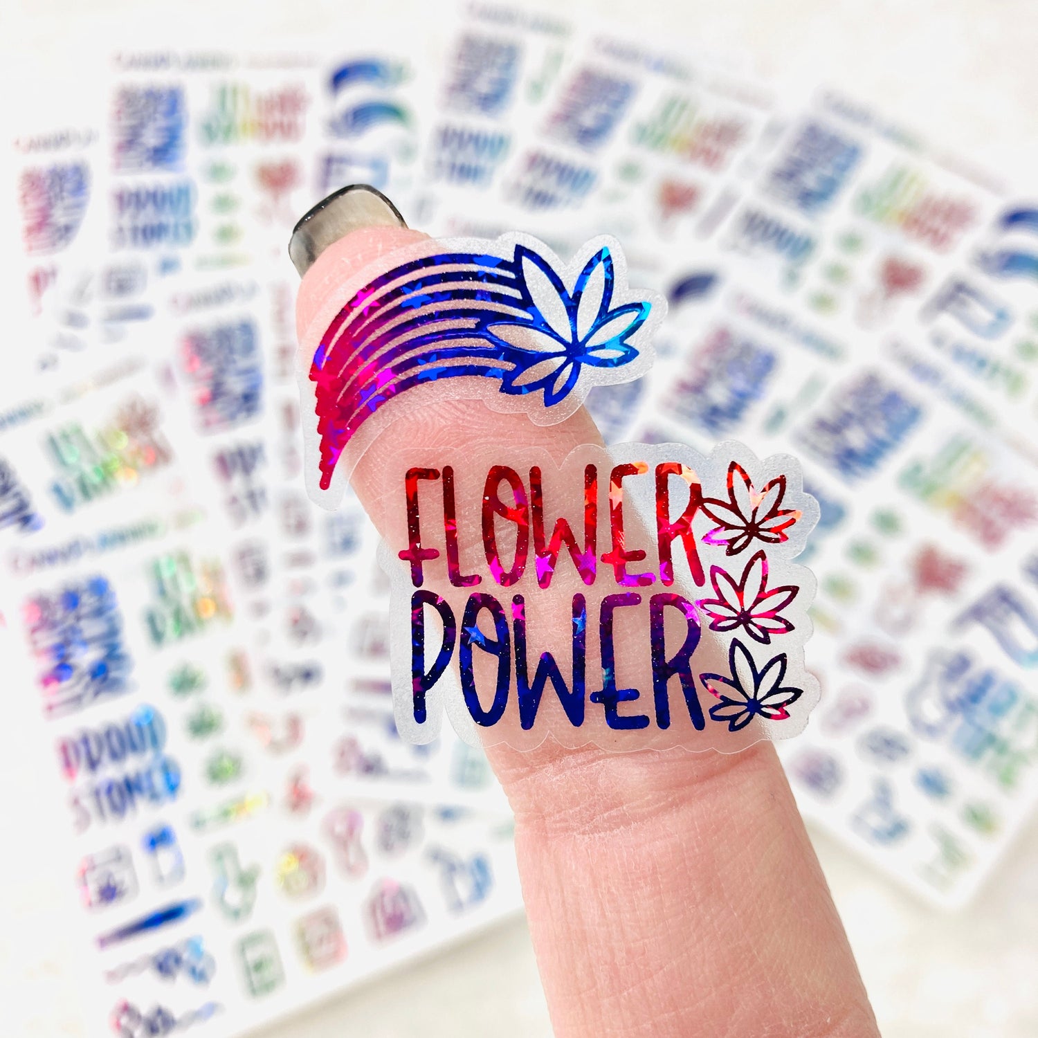 CLEAR FOILED Proud Stoner Rainbow Marijuana Deco and Lettering stickers *Retiring Product - final stock*