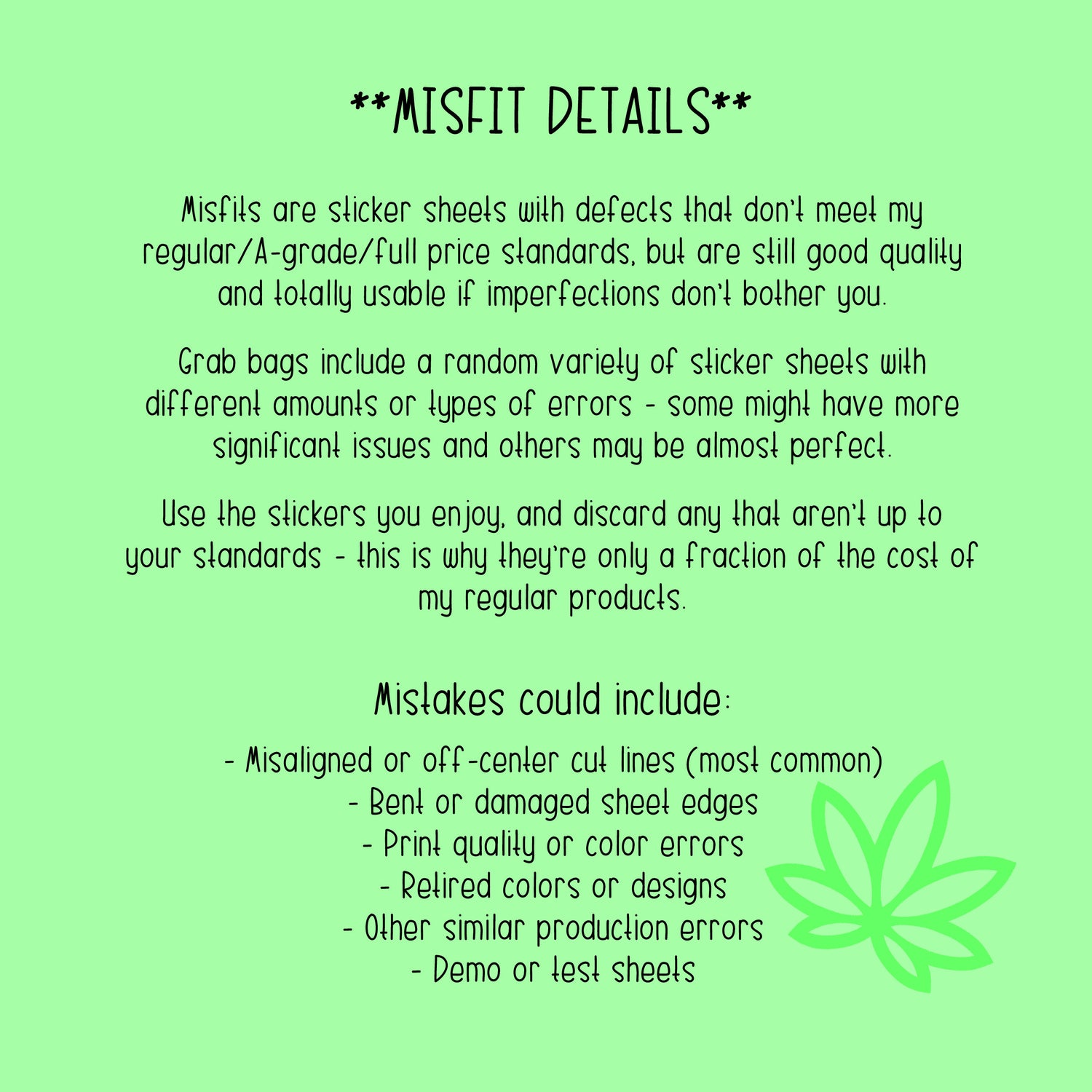 Misfit *HOLIDAY* VERTICAL and HORIZONTAL planner sticker grab bags | Marijuana 420 stoner sticker kit surprise gift bag scrapbooking sticker