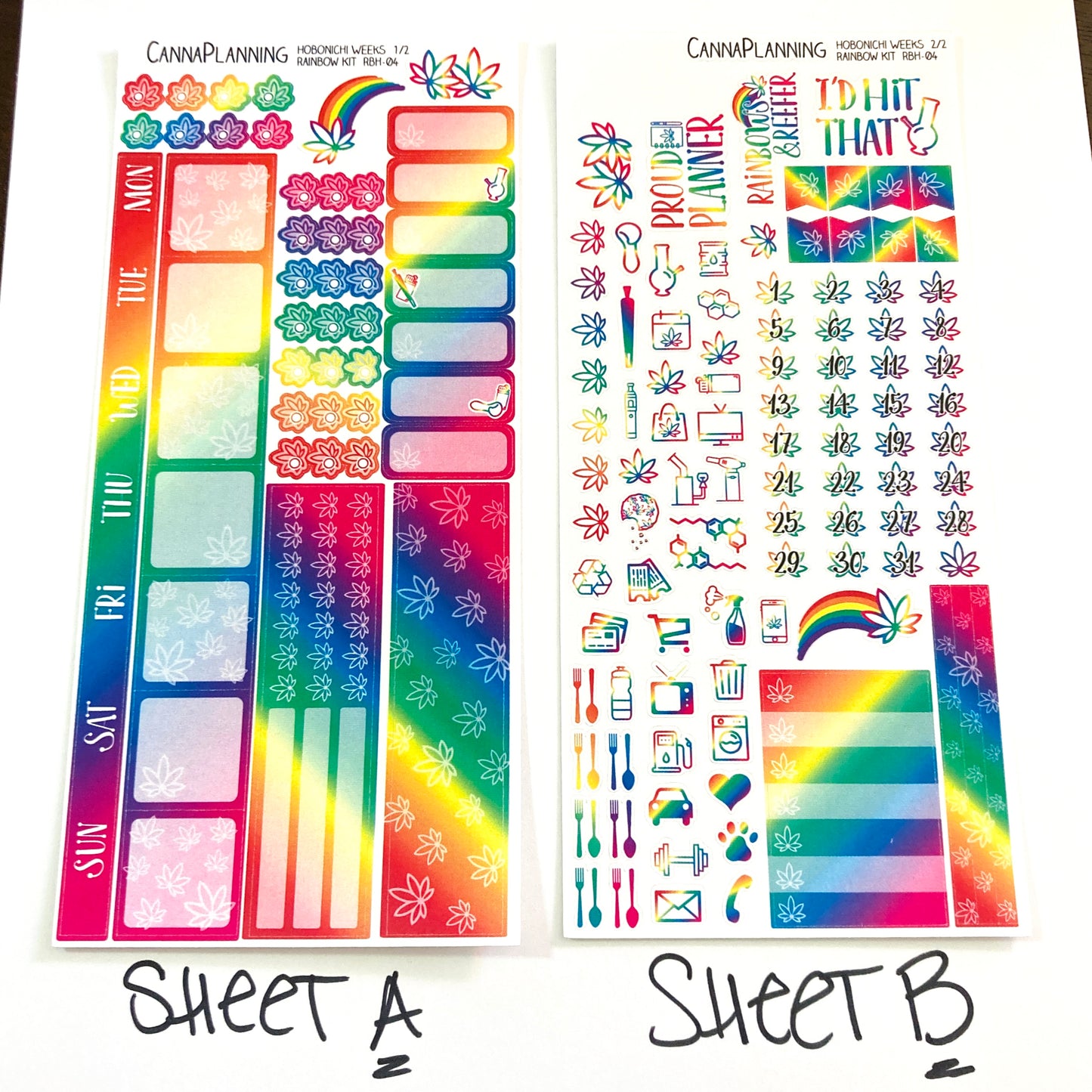 Hobonichi Weeks Marijuana Rainbow Pride Sticker Kit (Retiring Design)