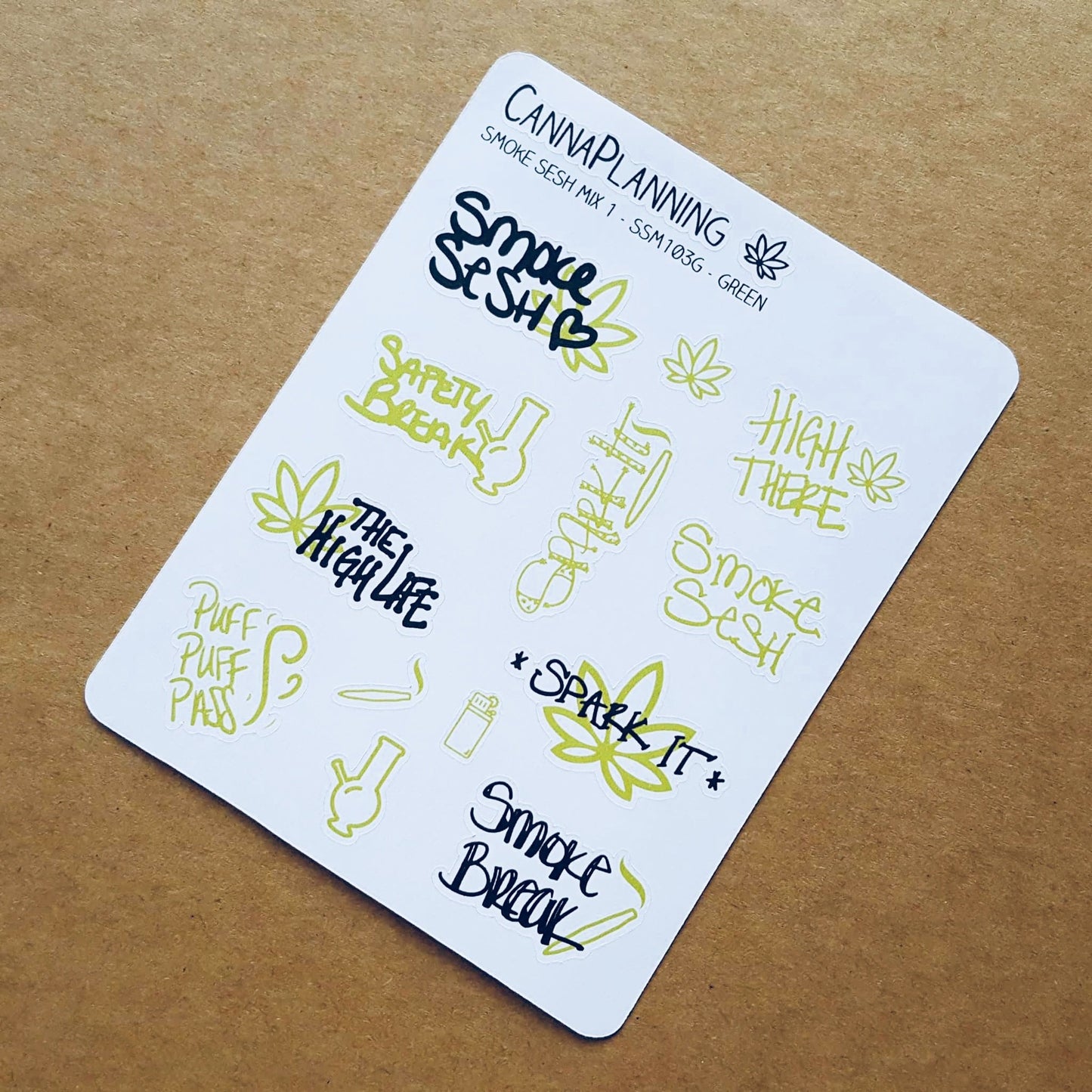 "Smoke Sesh Mix" Hand-lettered Cannabis Stickers - CannaPlanning  - Hand Lettering, Non-Holiday, Stickers (4440694521955)
