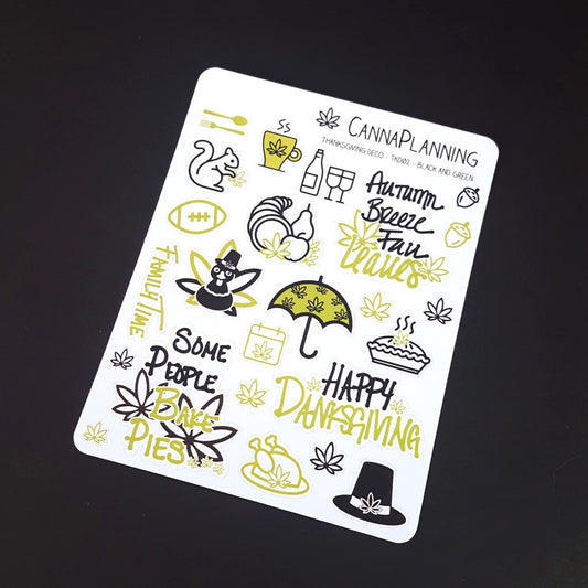 Thanksgiving Marijuana Deco and Hand-lettered stickers *Retiring Design*  (4440694390883)