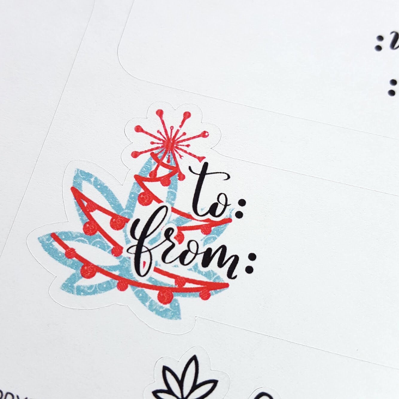 Marijuana Gift Tag paper stickers *RETIRING DESIGN - final stock* | Hand Lettered Holiday Present Stickers, To & From, Birthday Wrapping