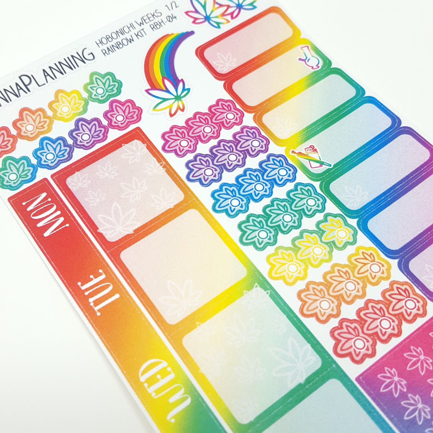 Hobonichi Weeks Marijuana Rainbow Pride Sticker Kit; Marijuana, 420 Art, Weed (4440696455267)