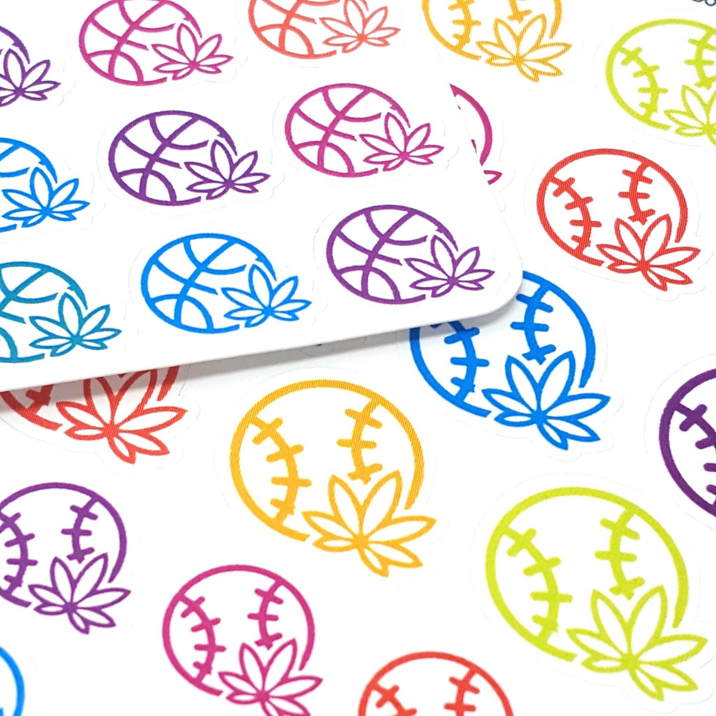 Marijuana Sports Stickers *Retiring Design - final stock* | Basketball Baseball Volleyball Football Soccer Tennis stickers, 420 stickers