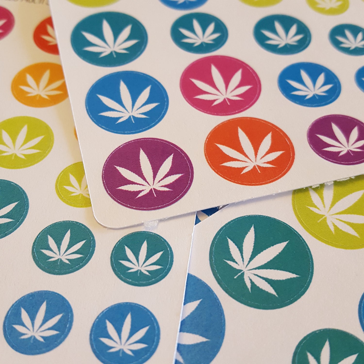 Pot Leaf Circle Stickers Style 1 *Retiring Paper Stickers - final stock* | Marijuana Design, 420 Planner, Cannabis Art, Weed Stickers