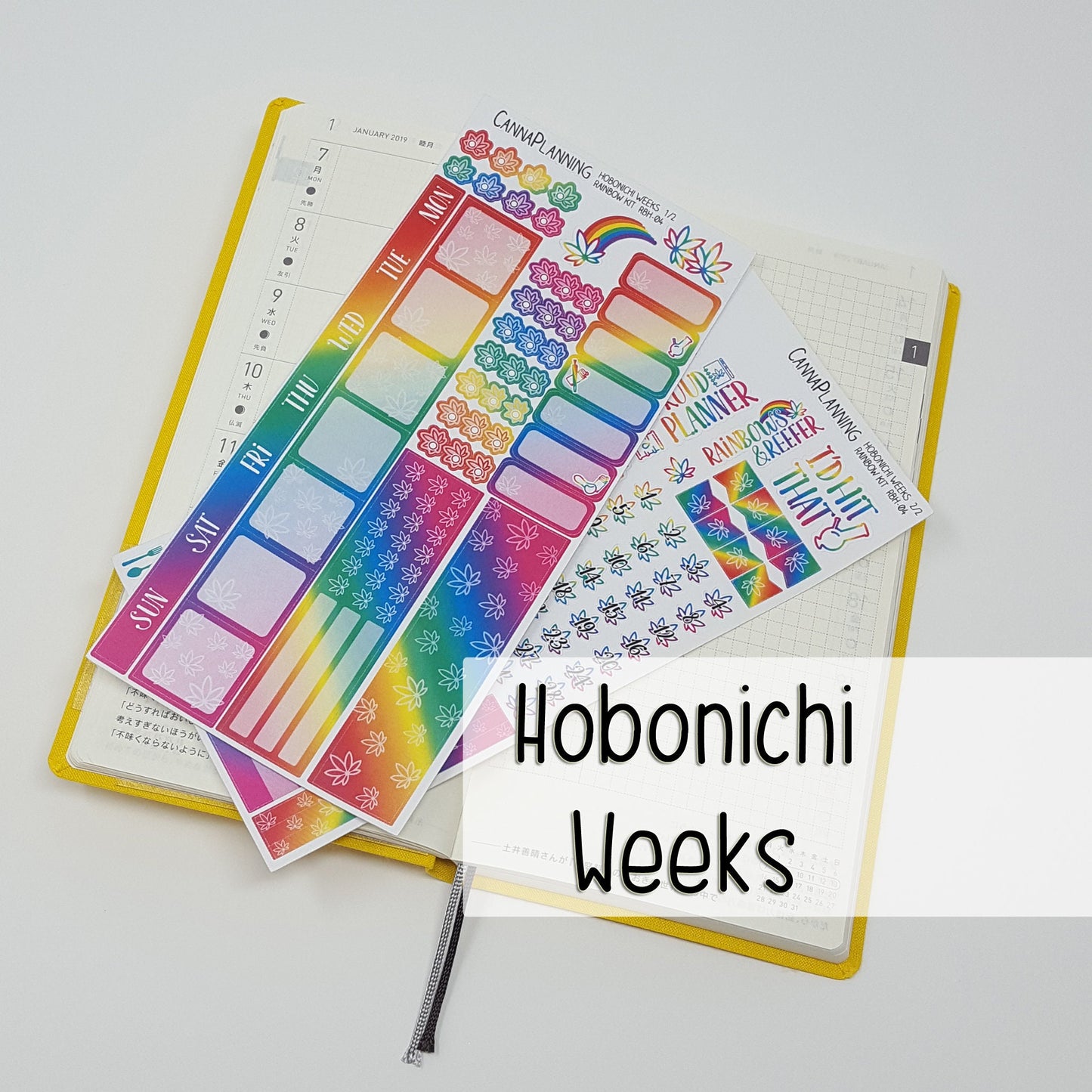 Hobonichi Weeks Marijuana Rainbow Pride Sticker Kit; Marijuana, 420 Art, Weed (4440696455267)