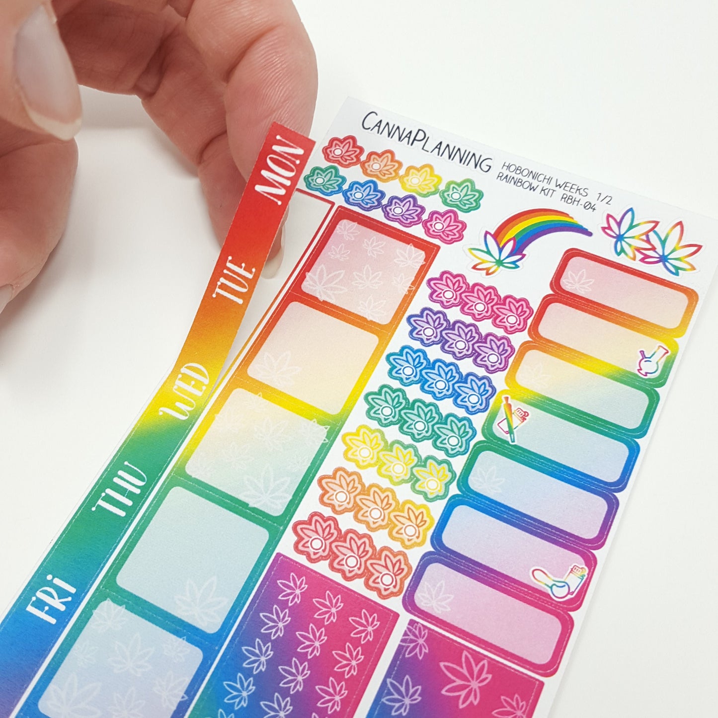 Hobonichi Weeks Marijuana Rainbow Pride Sticker Kit; Marijuana, 420 Art, Weed (4440696455267)