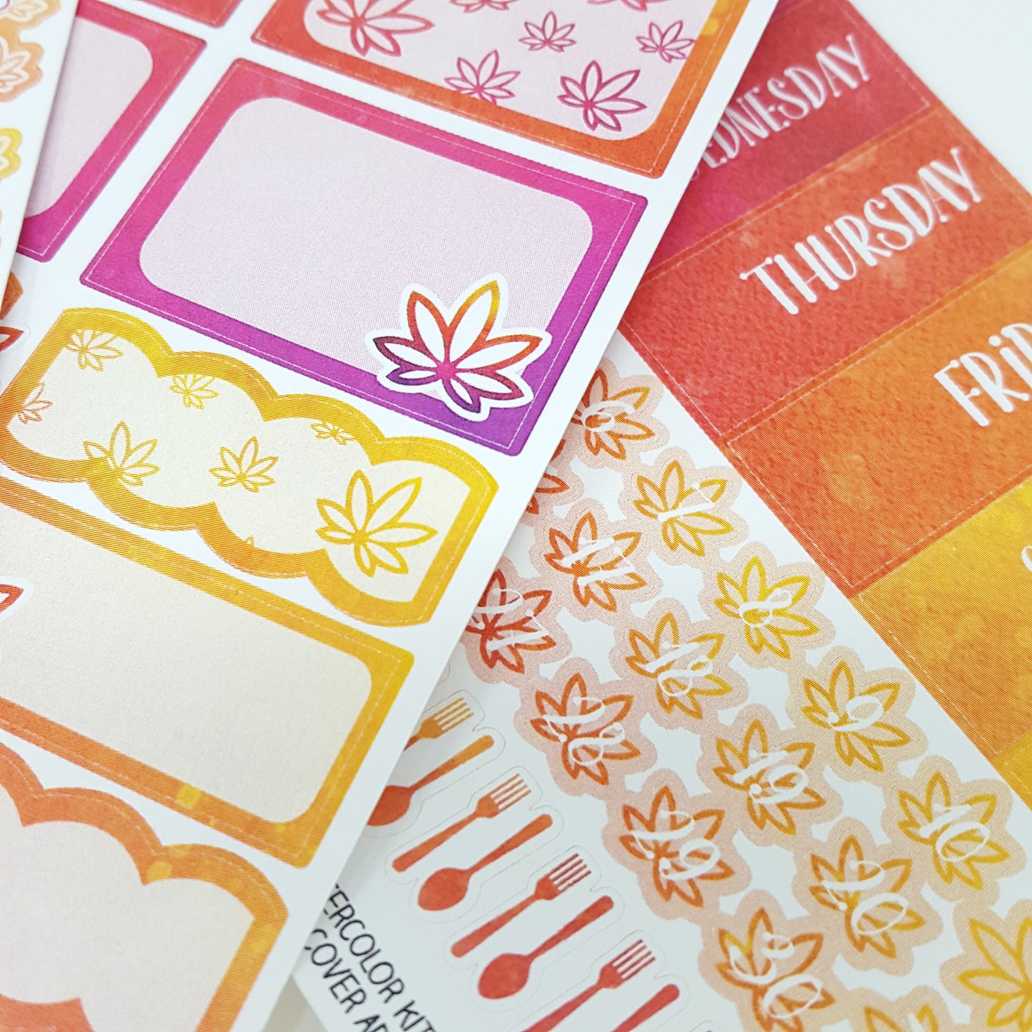 Purple, Orange & Yellow Watercolor Vertical and Horizontal Marijuana Sticker Kit *Retiring Design*  (4440699404387)