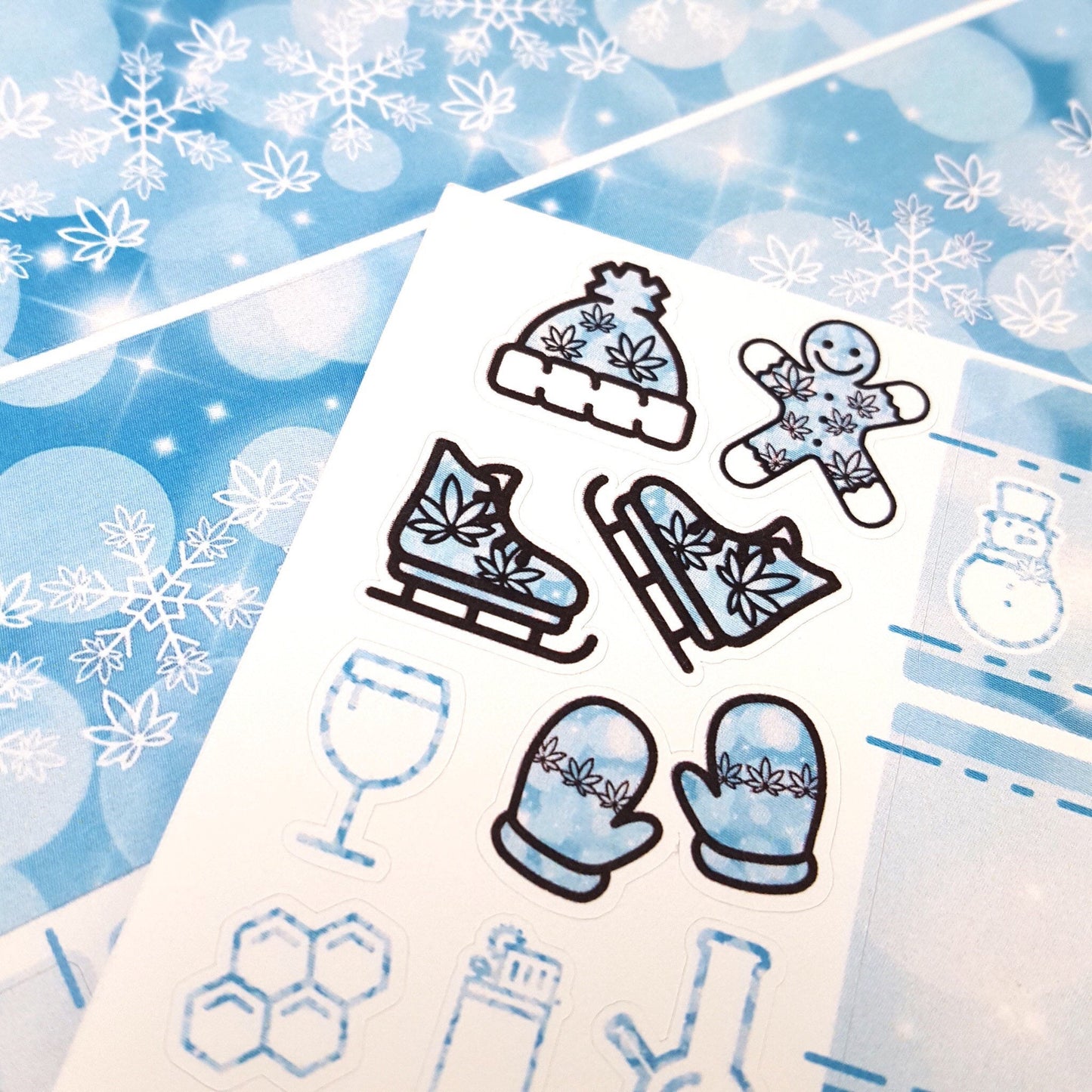 Ice Teal "Warm N Cozy" Marijuana Winter Sticker Kit *Retiring Design*  (4440698519651)