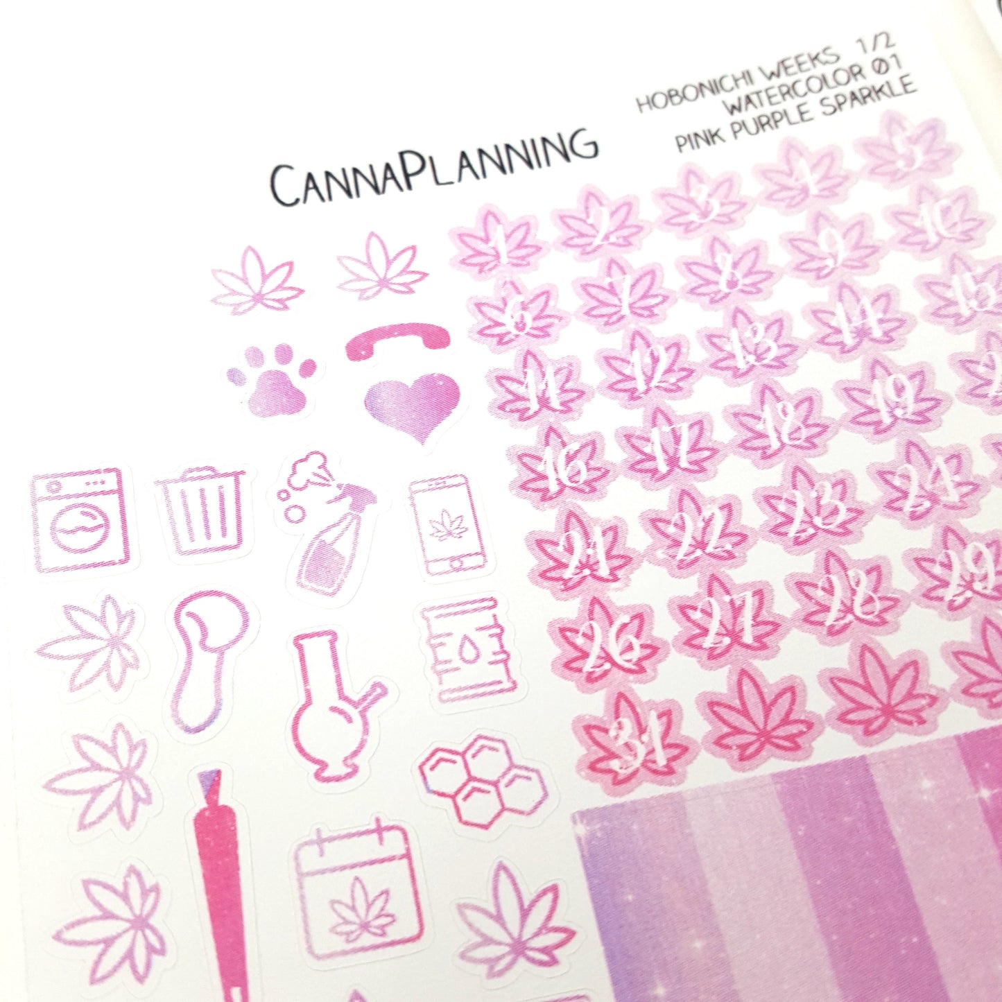 Pink Purple Sparkle Hobonichi Weeks Sticker Kit *Retiring Color*  (7050539237553)