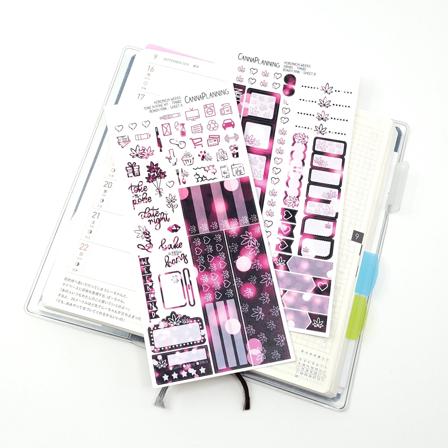 TOKE N POKE Weedy Date Night Hobonichi Sticker Kit  (4470053568611)