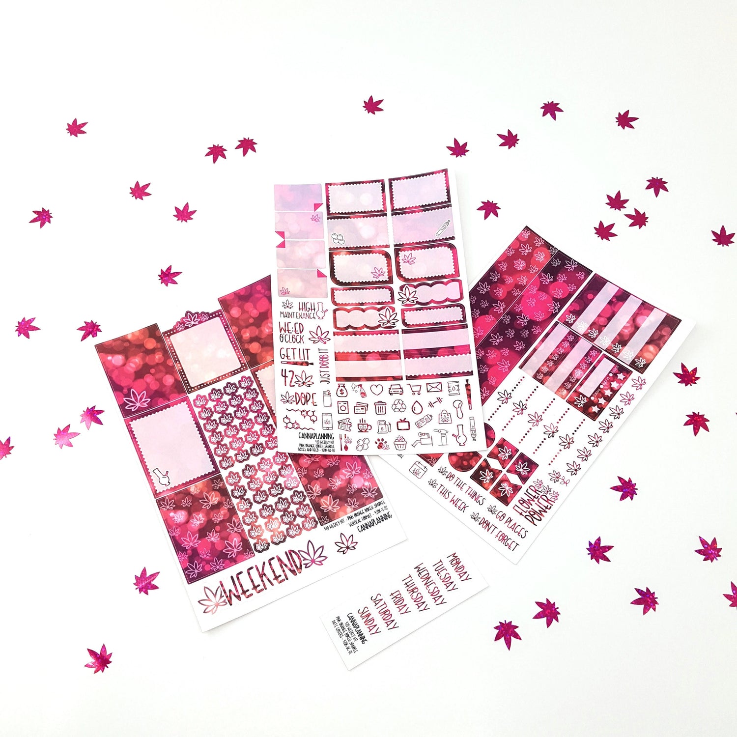 420 Weekly Sticker Kit - HORIZONTAL - Pink Orange Bokeh Sparkle  (4498050285667)