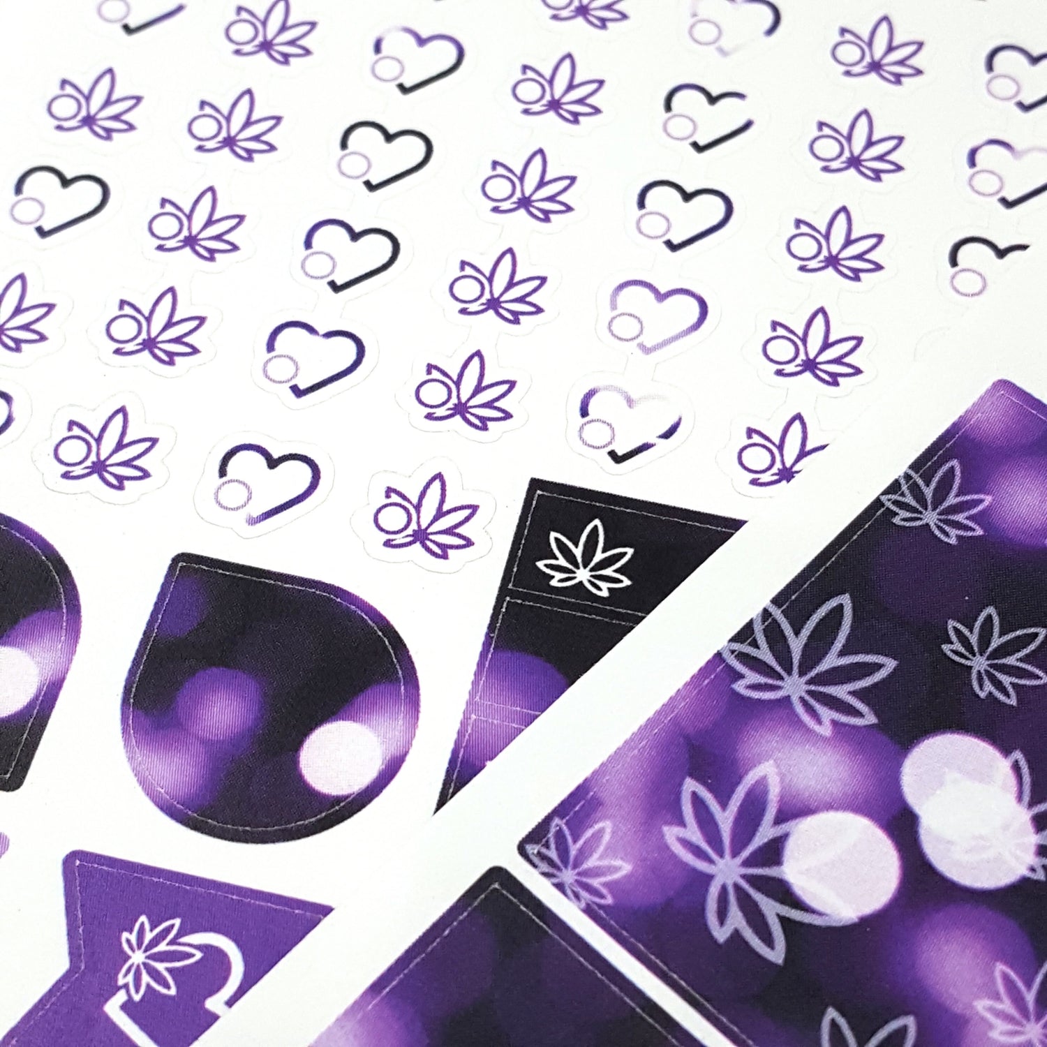 Date Night HORIZONTAL Marijuana sticker Kit - BOKEH PURPLE - *Retiring Design - final stock* | 420 Friendly Weekly Cannabis planner stickers