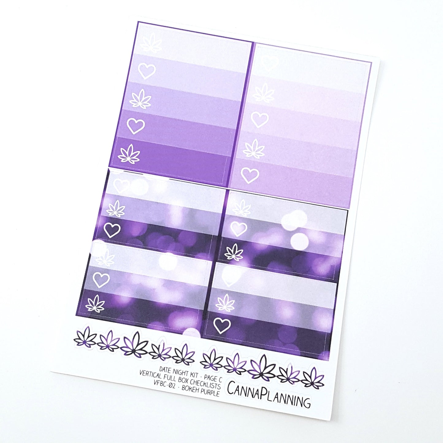 A la carte sheets** Date Night VERTICAL Marijuana sticker Kit - BOKEH PURPLE *Retiring Design - final stock* - Stone N Bone, Toke N Poke