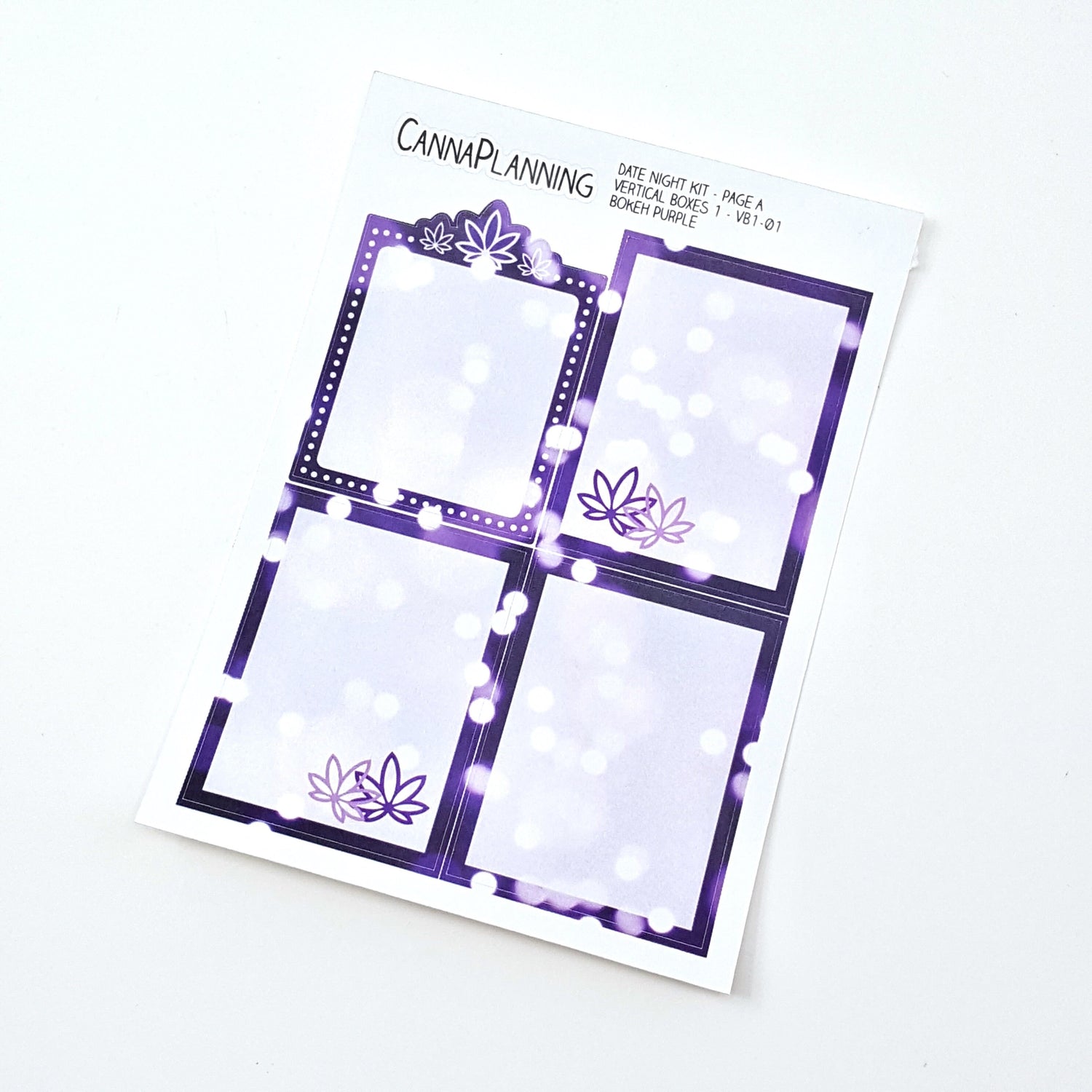 A la carte sheets** Date Night VERTICAL Marijuana sticker Kit - BOKEH PURPLE *Retiring Design - final stock* - Stone N Bone, Toke N Poke