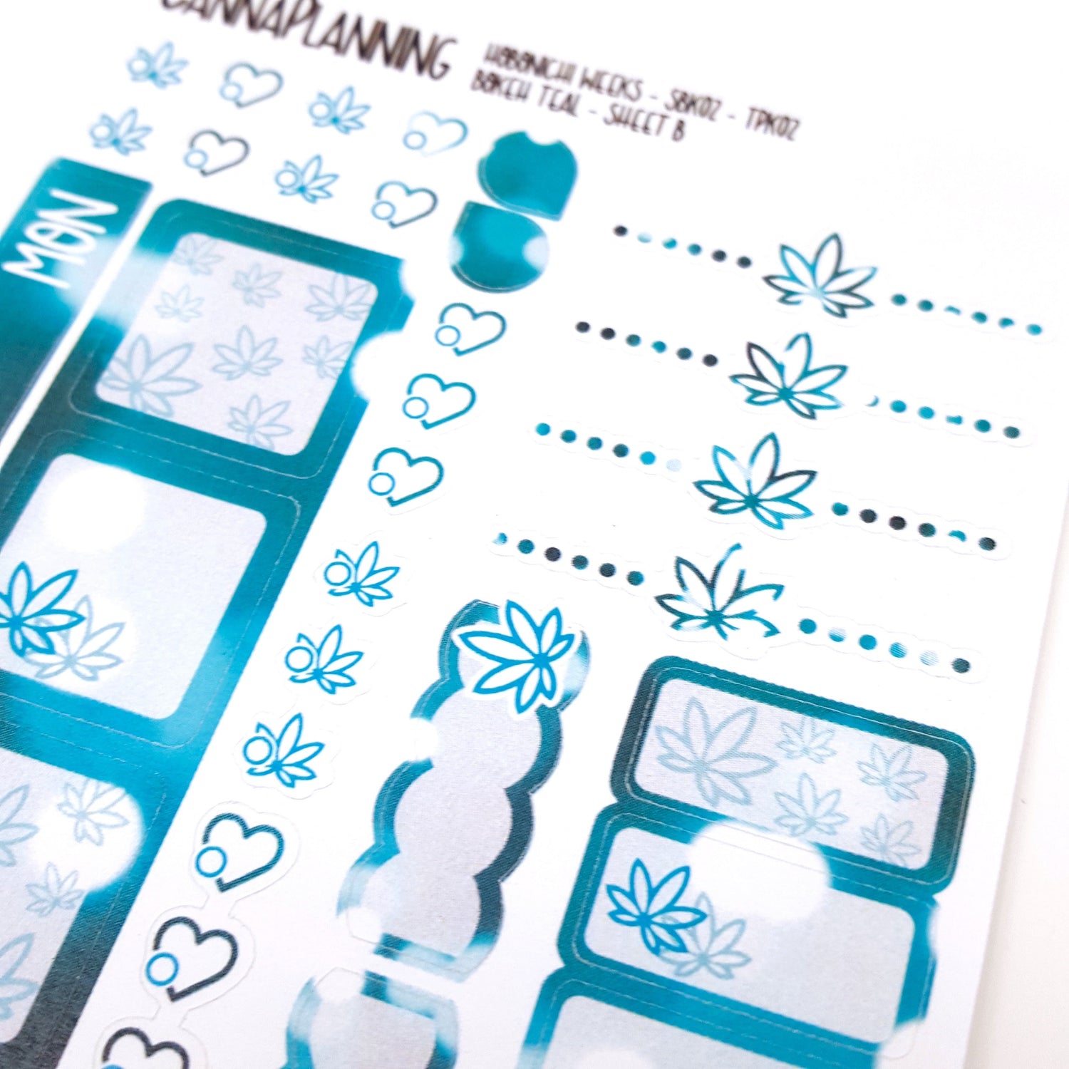 STONE N BONE Weedy Date Night Hobonichi Sticker Kit - Bokeh Teal  (4506245955683)