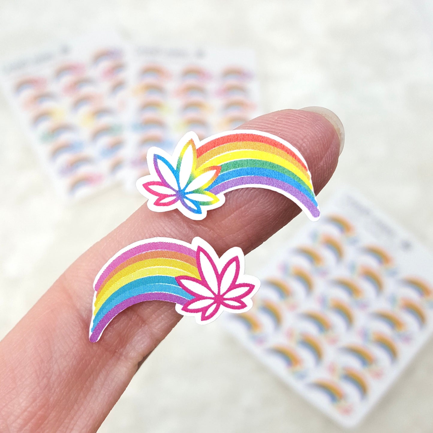 Pot Leaf Rainbow stickers *Retiring Paper Stickers - final stock* ) | pride LGBT rainbow stickers weed marijuana 420 friendly stickers