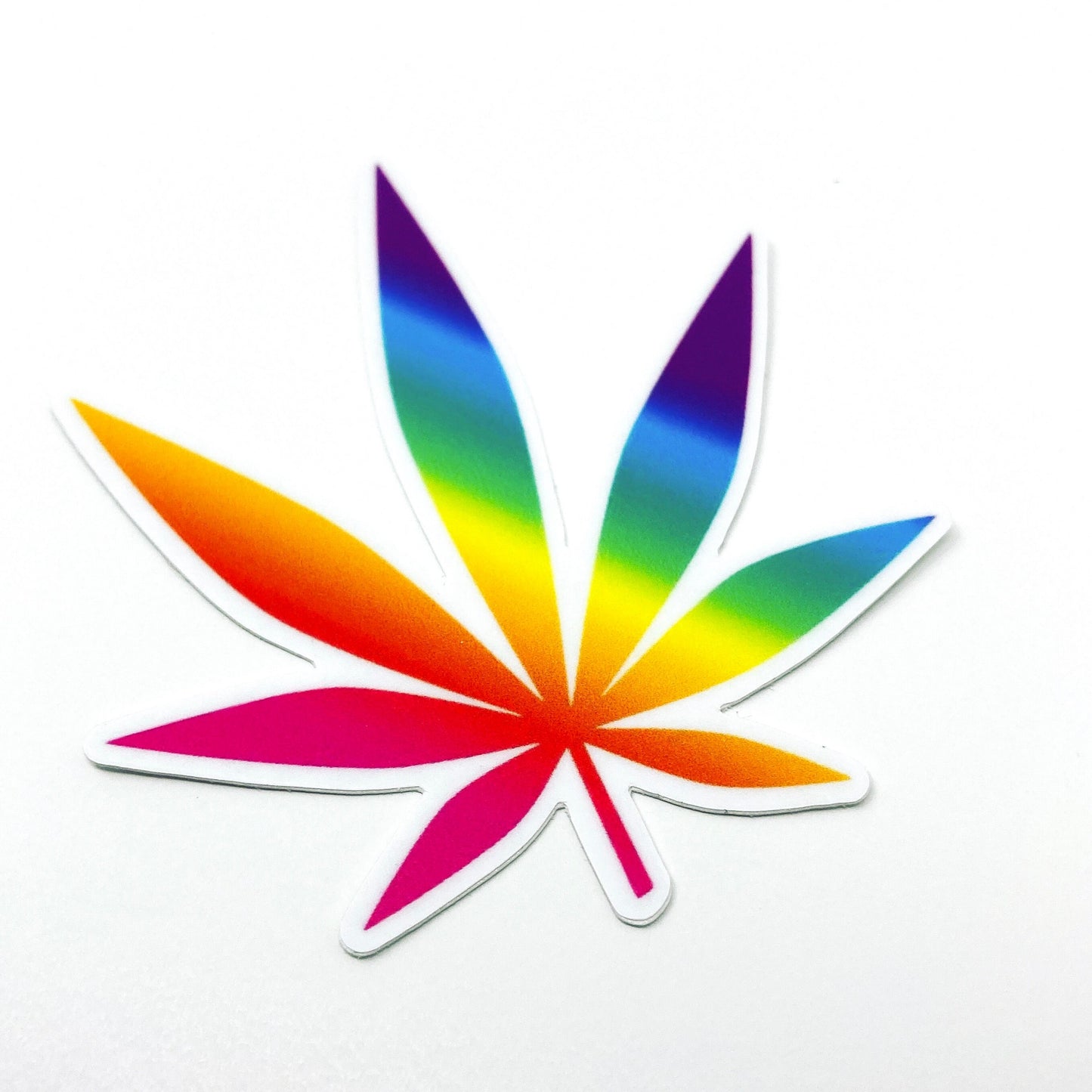 Rainbow Pot Leaf sticker die cut (3 inch, vinyl, dishwasher safe)