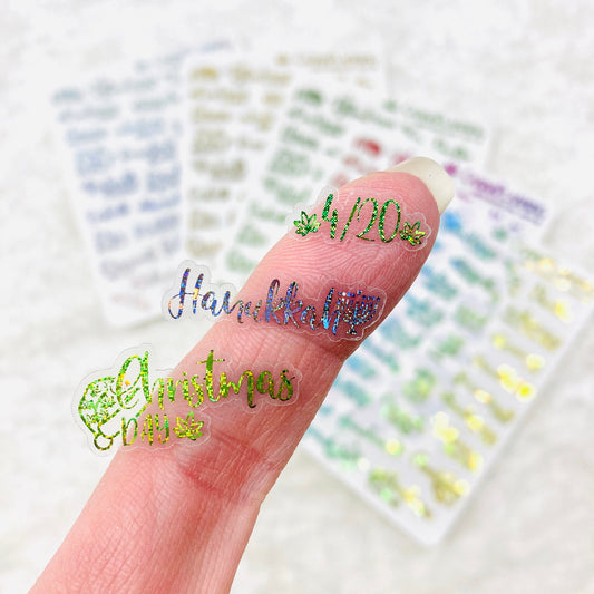 CLEAR FOILED MINI Weedy Holiday stickers  (6012256911537)