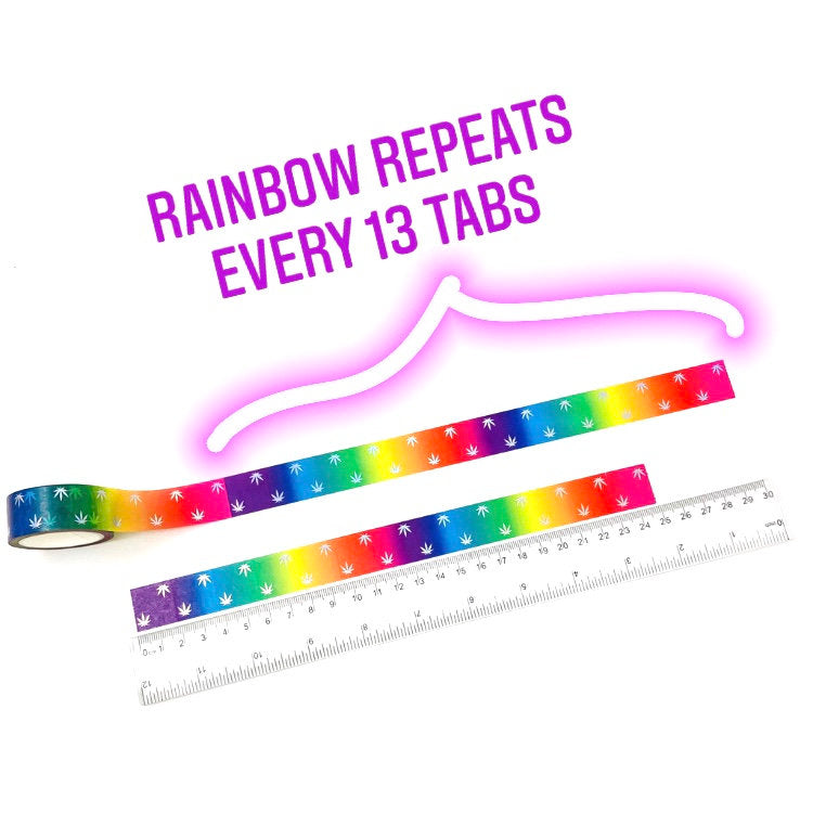 Rainbow Pot leaf Washi Tab Tape | page flags, marijuana washi tape, foiled washi, rainbow washi, holo tape, planner accessories (6096732586161)