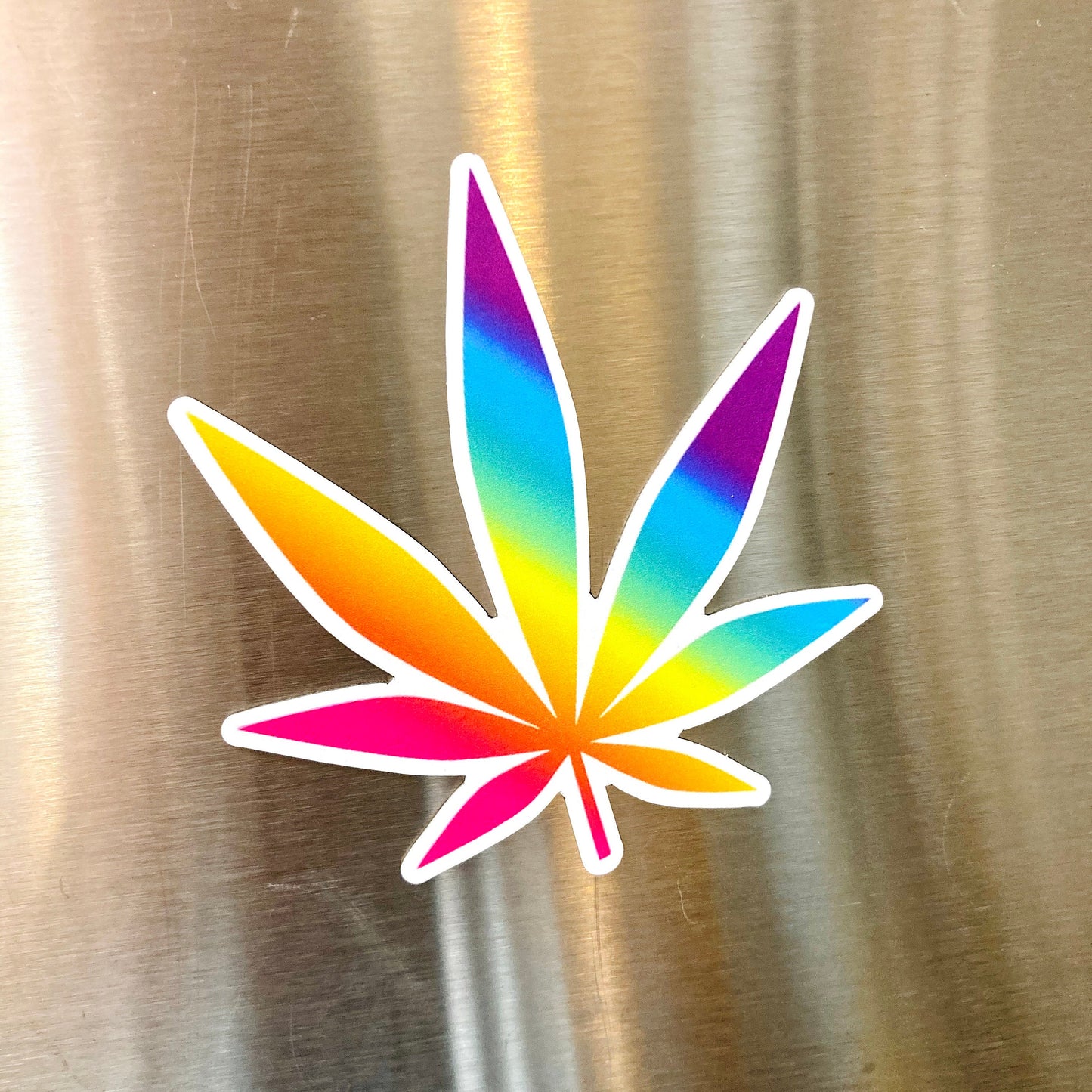 3-inch Rainbow Pot Leaf MAGNET | weed magnet, marijuana magnet, cannabis magnet, 420 magnet, stoner gift, rainbow weed (6245939675313)