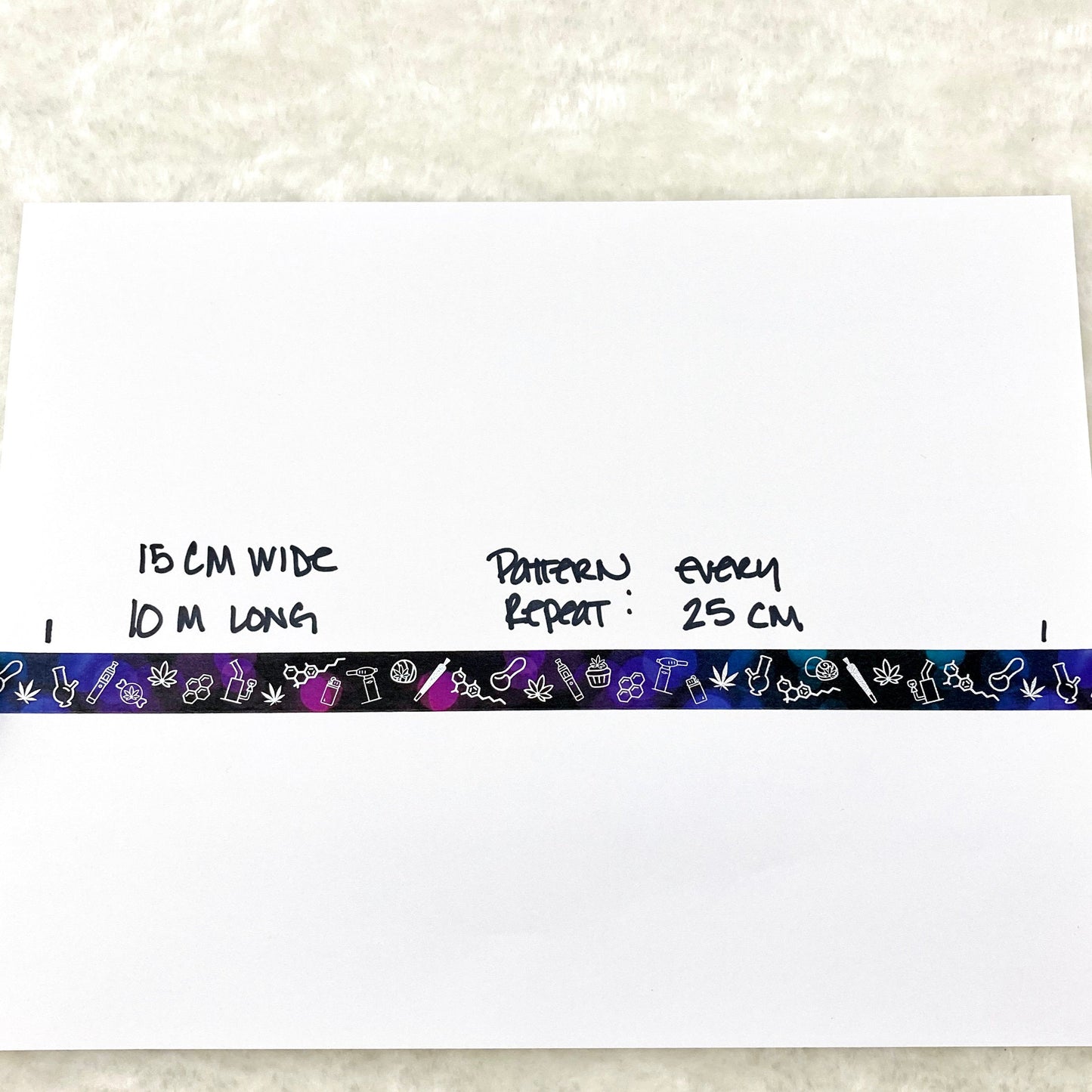 Fuchsia/Purple/Teal and Black marijuana washi tape (1 roll) | cannabis washi, weed tape, bong washi, edibles washi, foiled washi (6245941608625)