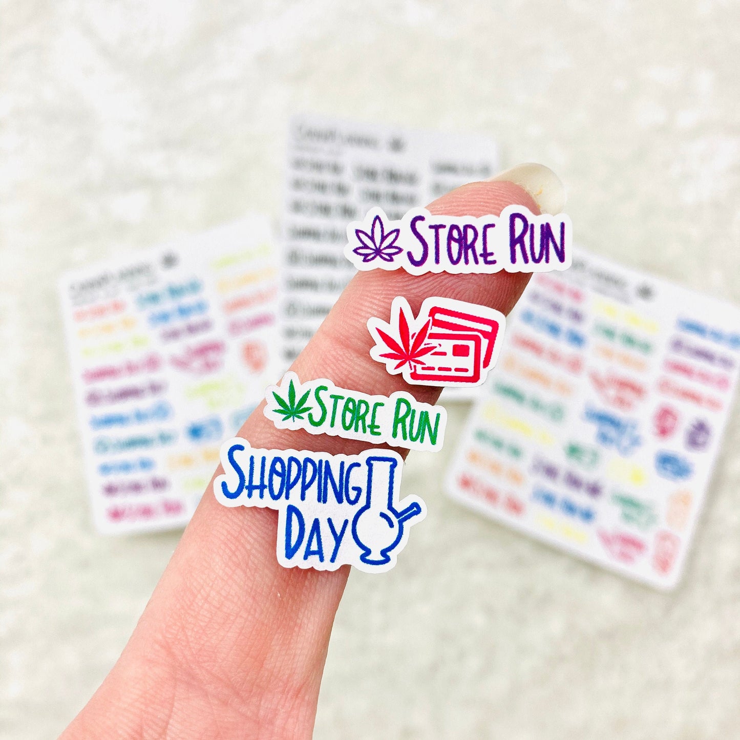 Store Run Stickers *RETIRING DESIGN - final stock* | lettering stickers, marijuana dispensary stickers, shopping stickers, weed store