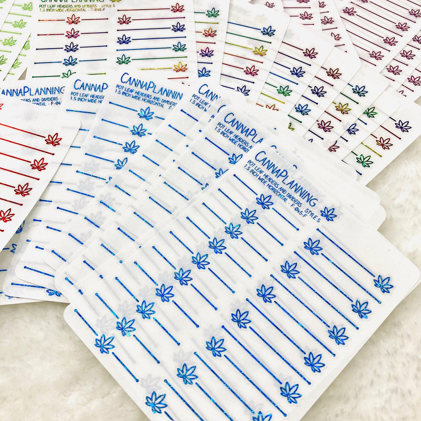 CLEAR FOILED Pot Leaf planner header stickers (style 5) | header stickers, divider stickers, planner stickers, weed stickers, marijuana deco (6596125130929)