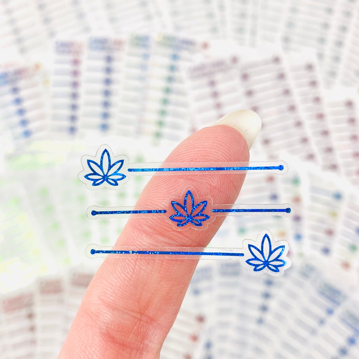 CLEAR FOILED Pot Leaf planner header stickers (style 5) | header stickers, divider stickers, planner stickers, weed stickers, marijuana deco (6596125130929)