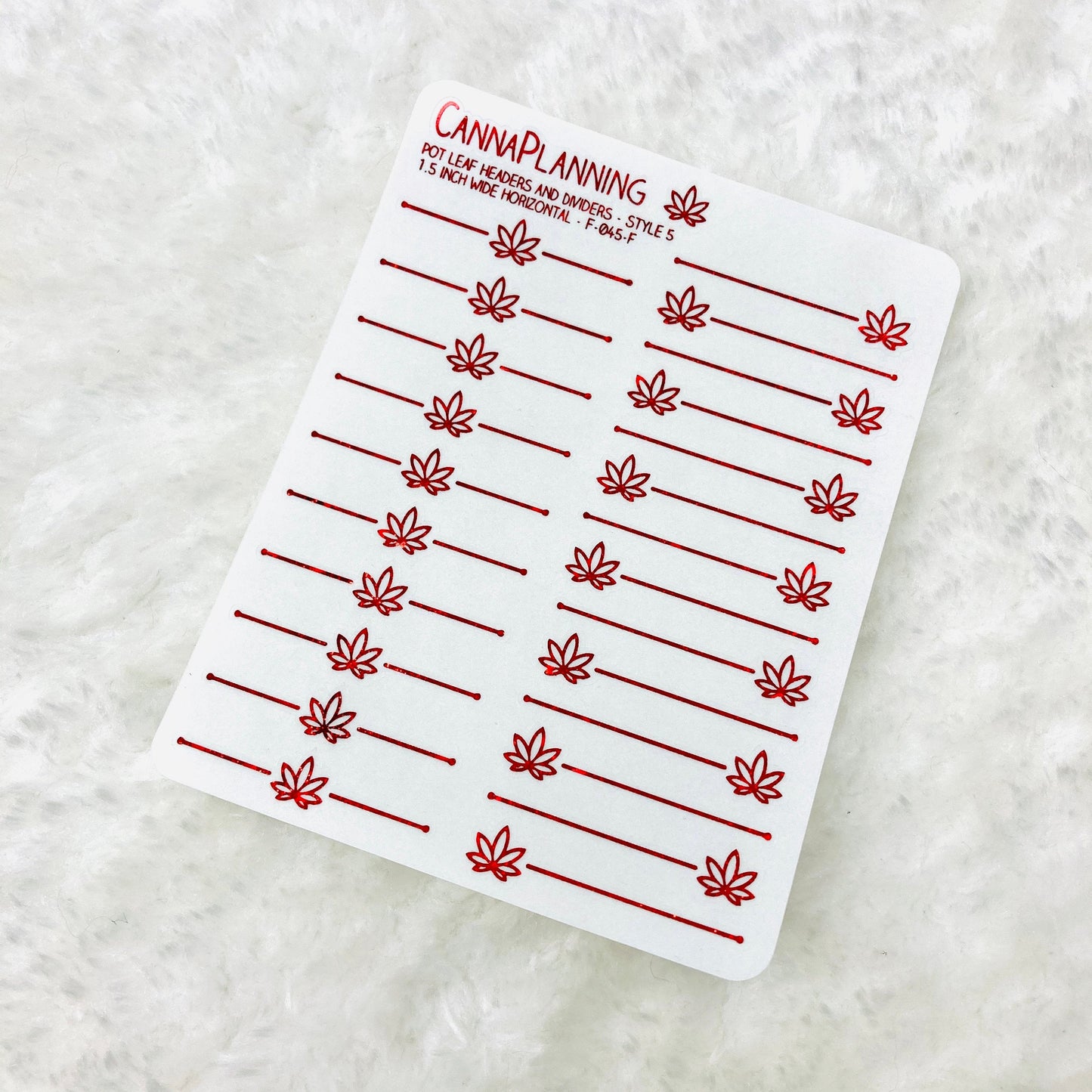 CLEAR FOILED Pot Leaf planner header stickers (style 5) | header stickers, divider stickers, planner stickers, weed stickers, marijuana deco (6596125130929)