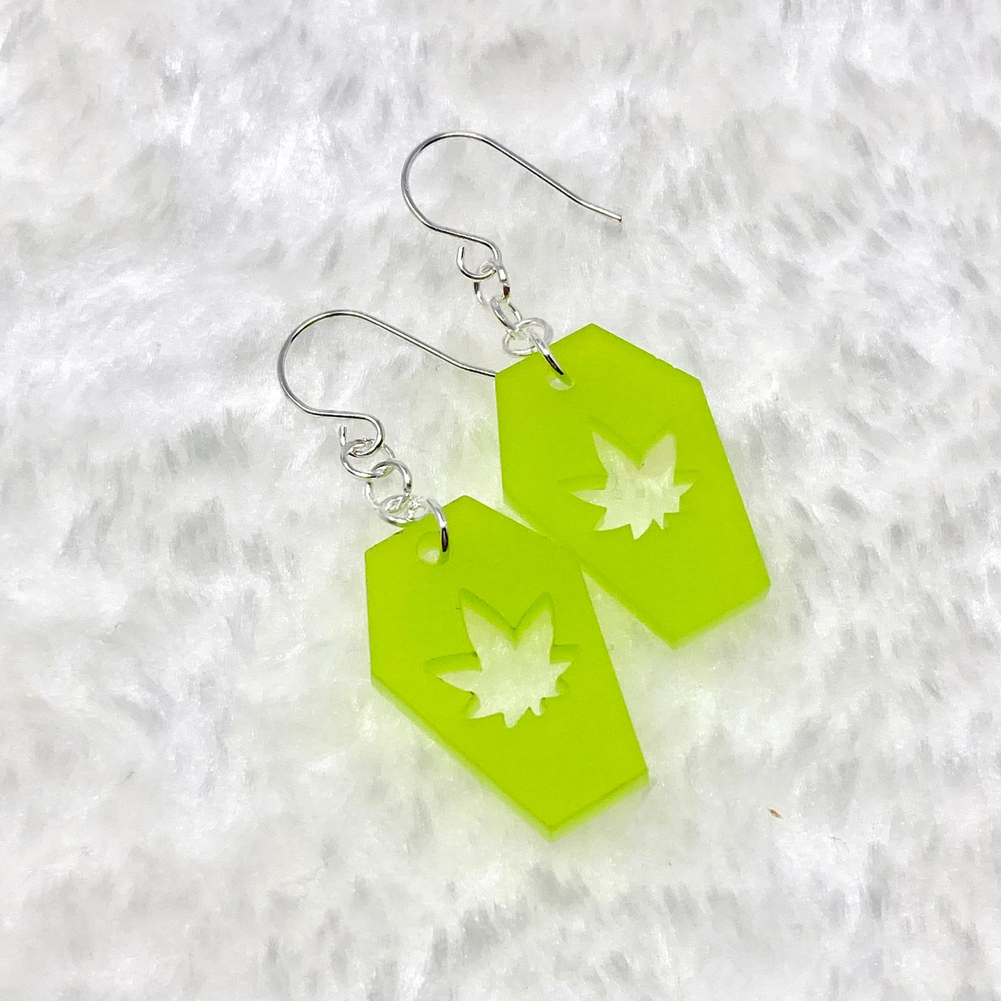 Pot Leaf Coffin Acrylic Earrings  (6924337447089)