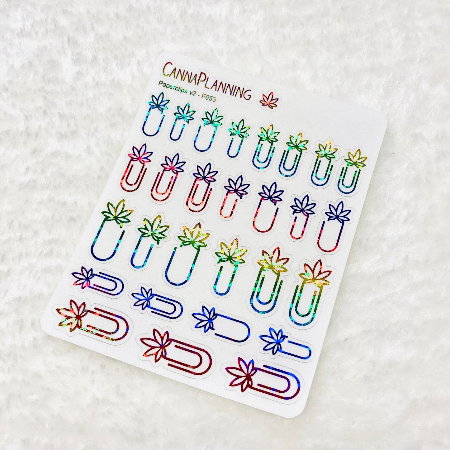 CLEAR FOILED Pot Leaf Paperclip stickers *Retiring Product - final stock*