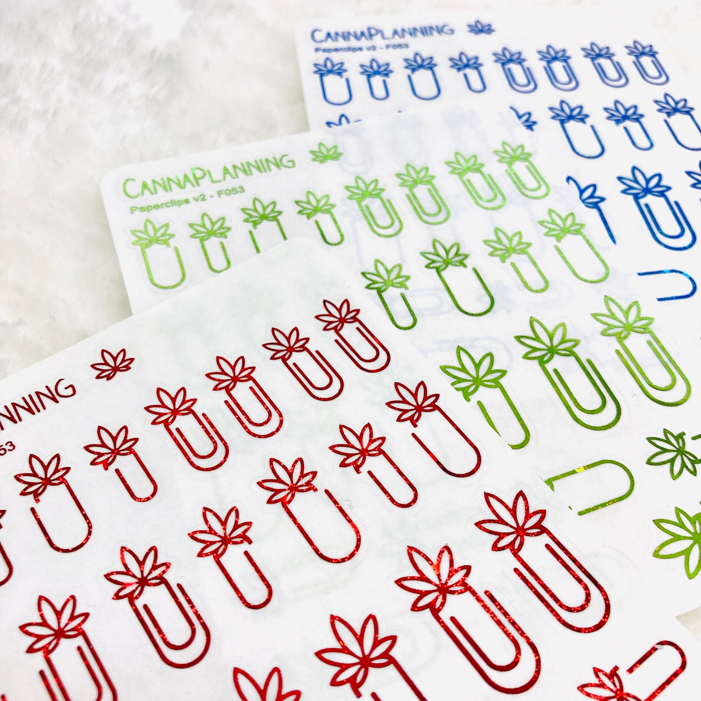 CLEAR FOILED Pot Leaf Paperclip stickers *Retiring Product - final stock*