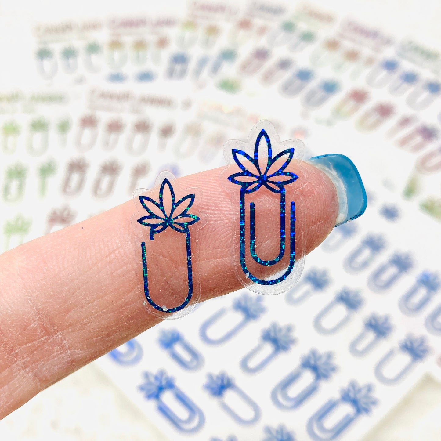 CLEAR FOILED Pot Leaf Paperclip stickers *Retiring Product - final stock*