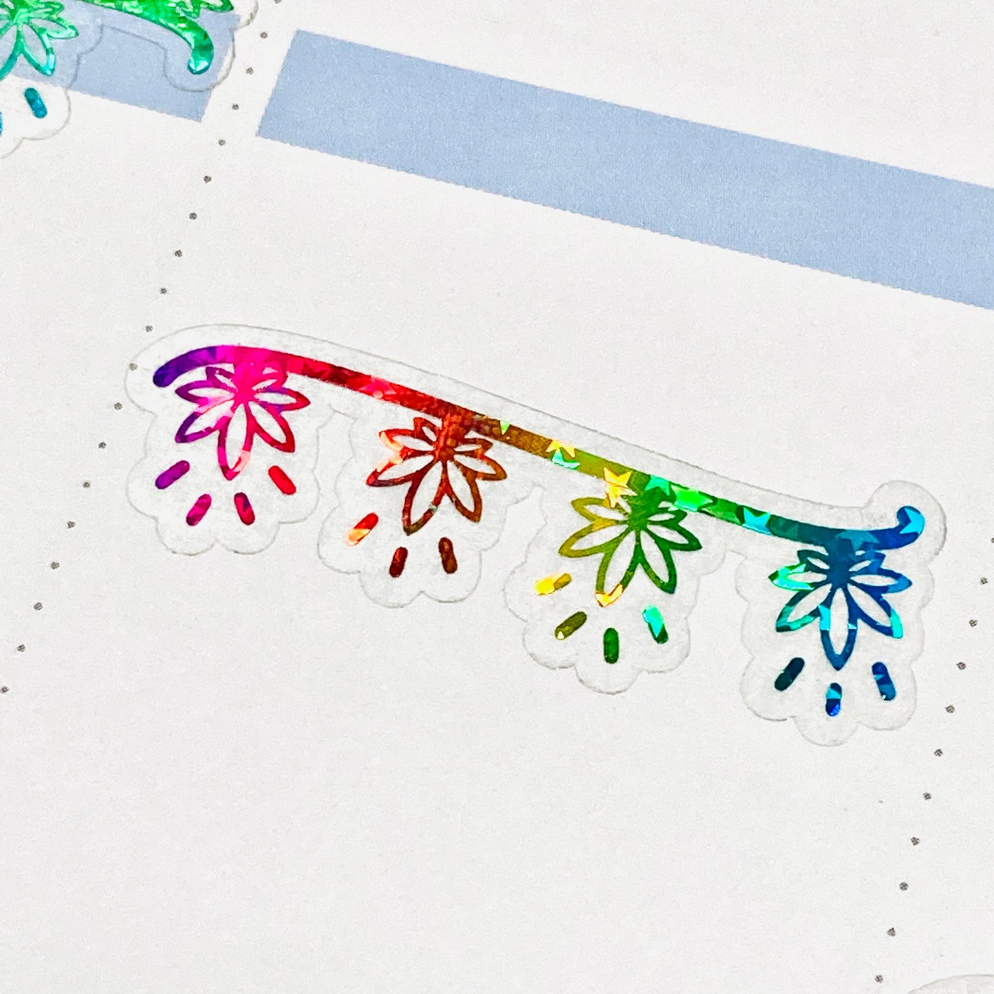 CLEAR FOILED Pot Leaf holiday light string planner stickers  (7078106398897)