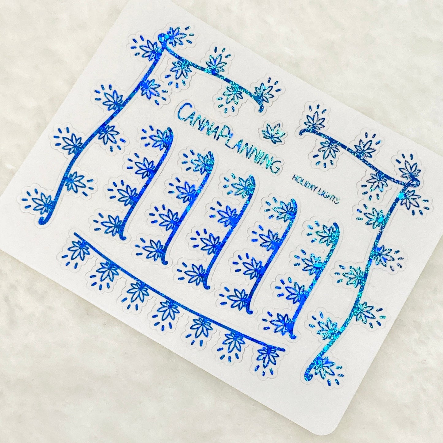 CLEAR FOILED Pot Leaf holiday light string planner stickers  (7078106398897)