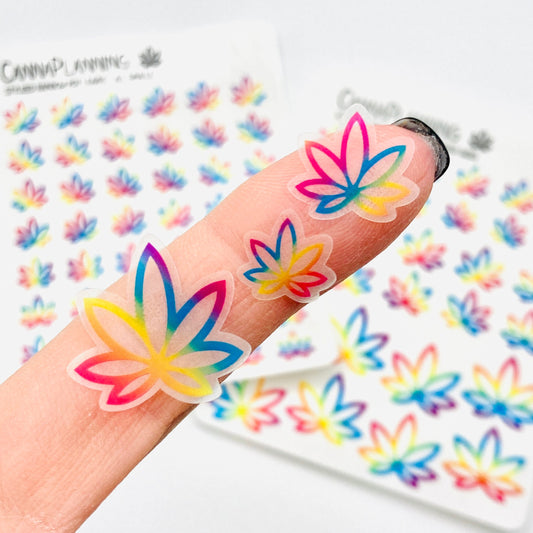 Clear Rainbow Pot Leaf Stickers *2022 New Design*  (4440691507299)