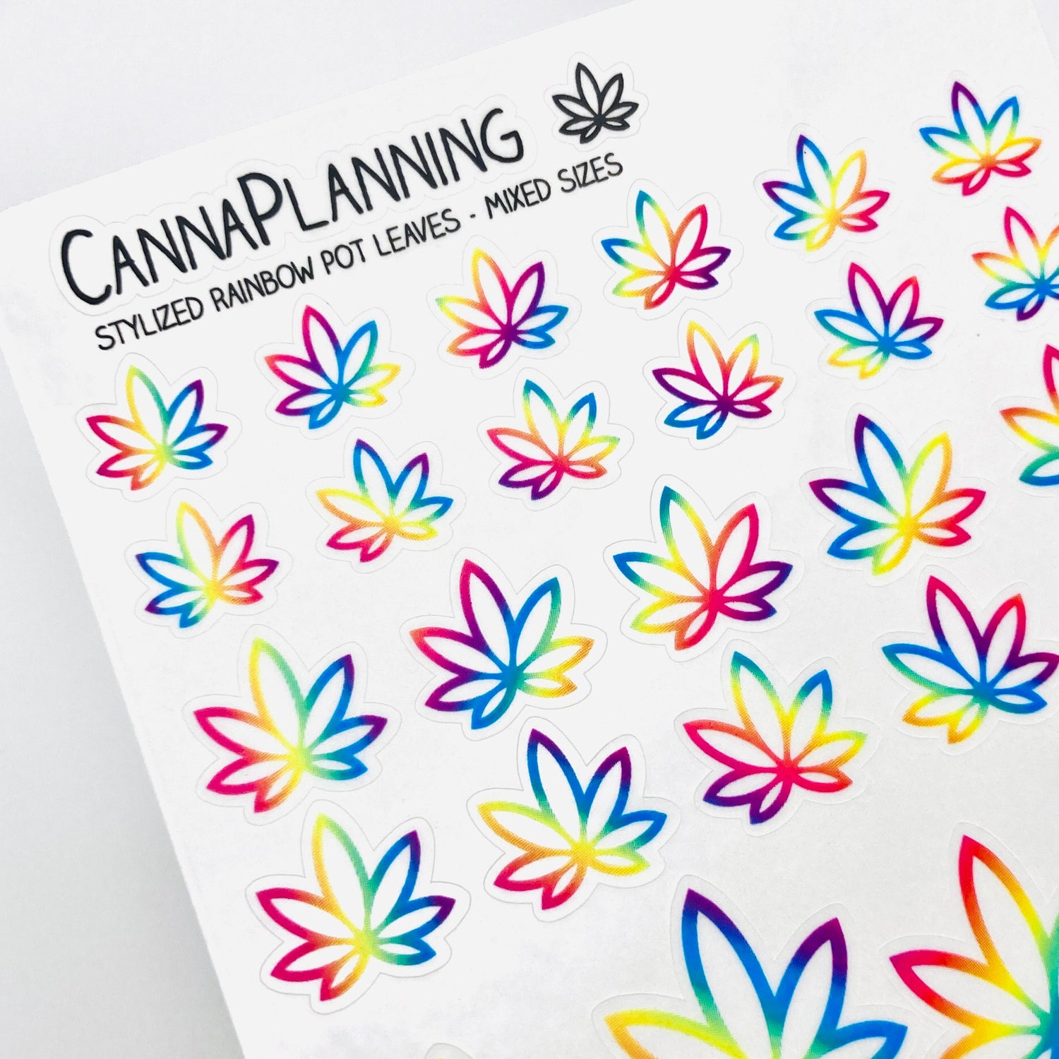 Clear Rainbow Pot Leaf Stickers *2022 New Design*  (4440691507299)