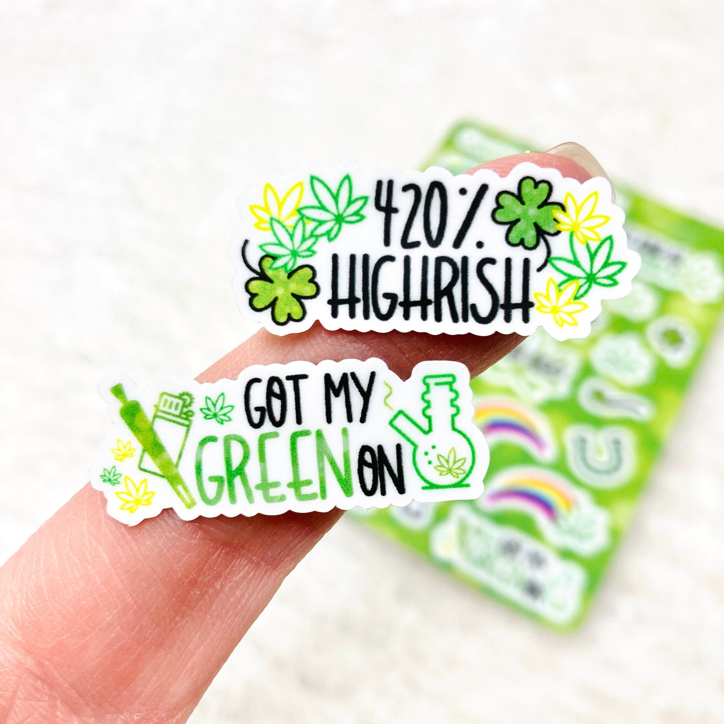 Highrish Marijuana St Patricks Day stickers (premium vinyl) *RETIRING DESIGN - final stock* | planner spring stickers, stoner stickers
