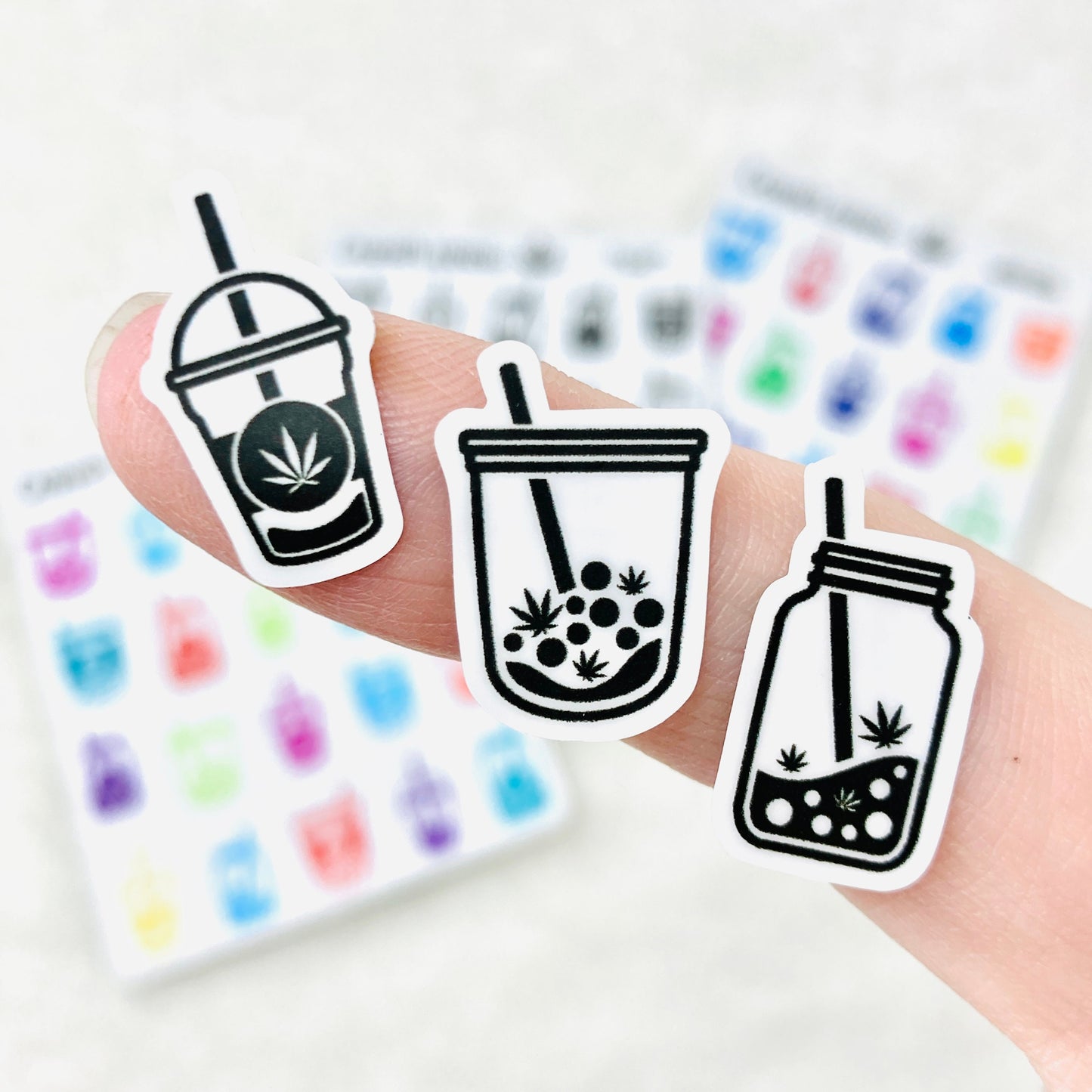 Buds N Boba handdrawn cannabis-themed stickers (New Premium Vinyl!) 