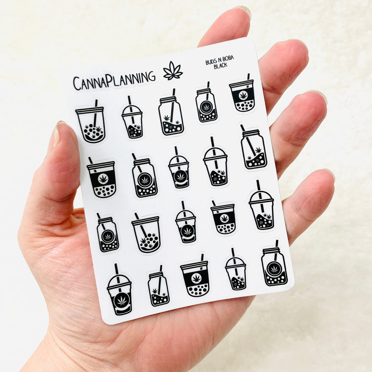 Buds N Boba handdrawn cannabis-themed stickers (New Premium Vinyl!) 