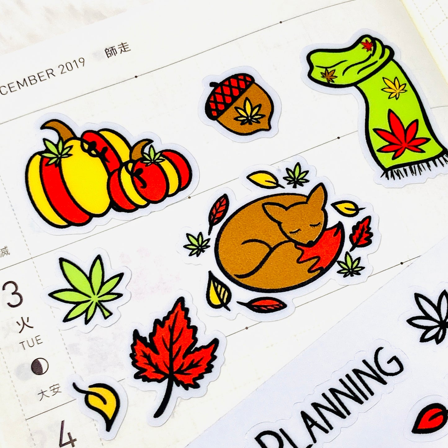 Hempy Harvest handdrawn vinyl planner stickers *Retiring Design - final stock* | Autumn Fall Bullet Journal weed stickers, 420 friendly gift