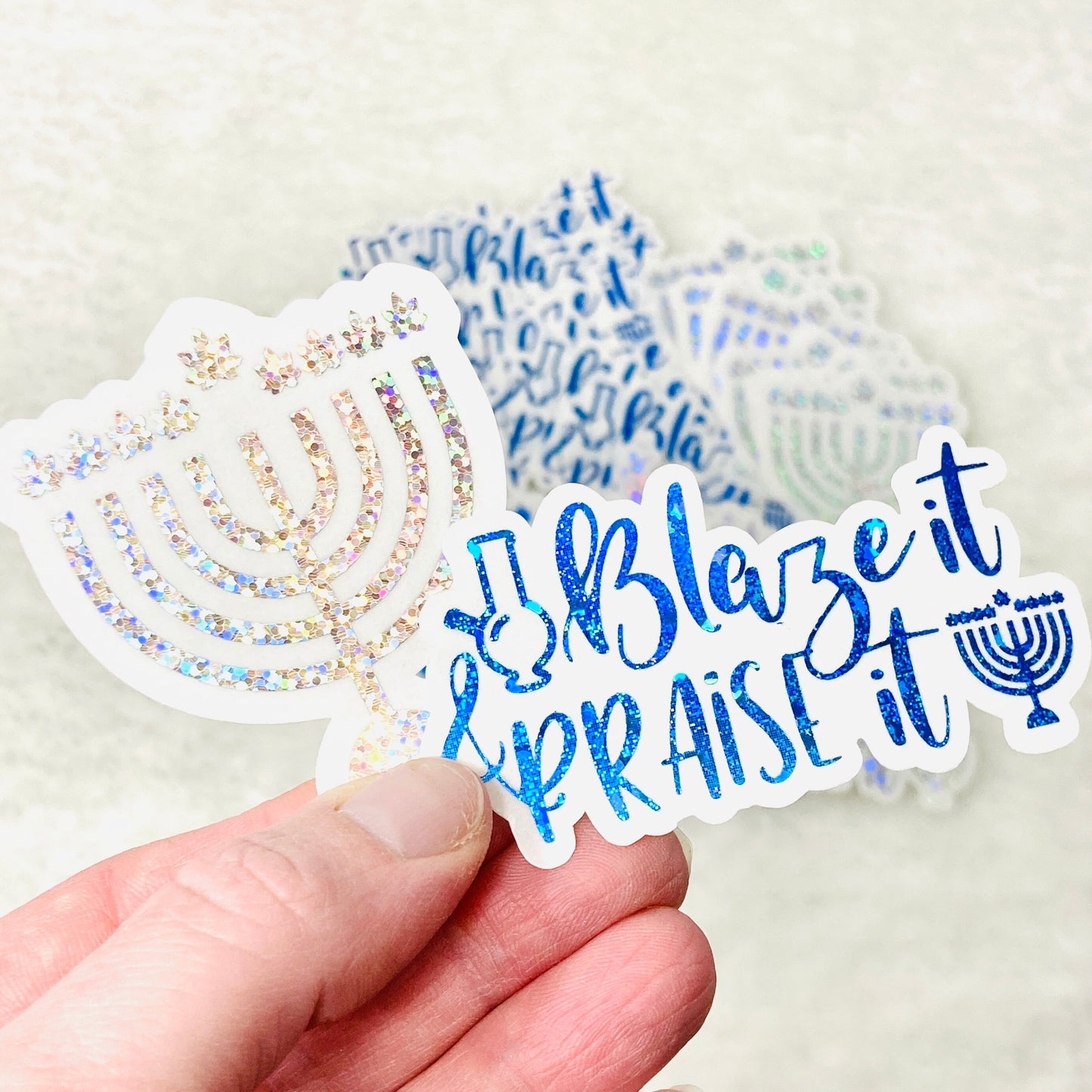 CLEAR FOILED Weedy Die Cut Hanukkah stickers 