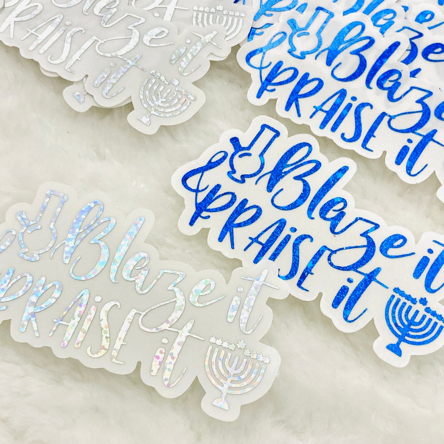 CLEAR FOILED Weedy Die Cut Hanukkah stickers 