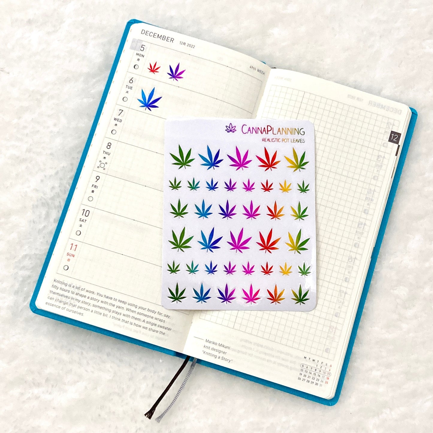 9-pack of MISFIT clear foiled Realistic-Style Pot Leaf Stickers (*previous misfit production run*) | Marijuana Cannabis Weed Planner sticker