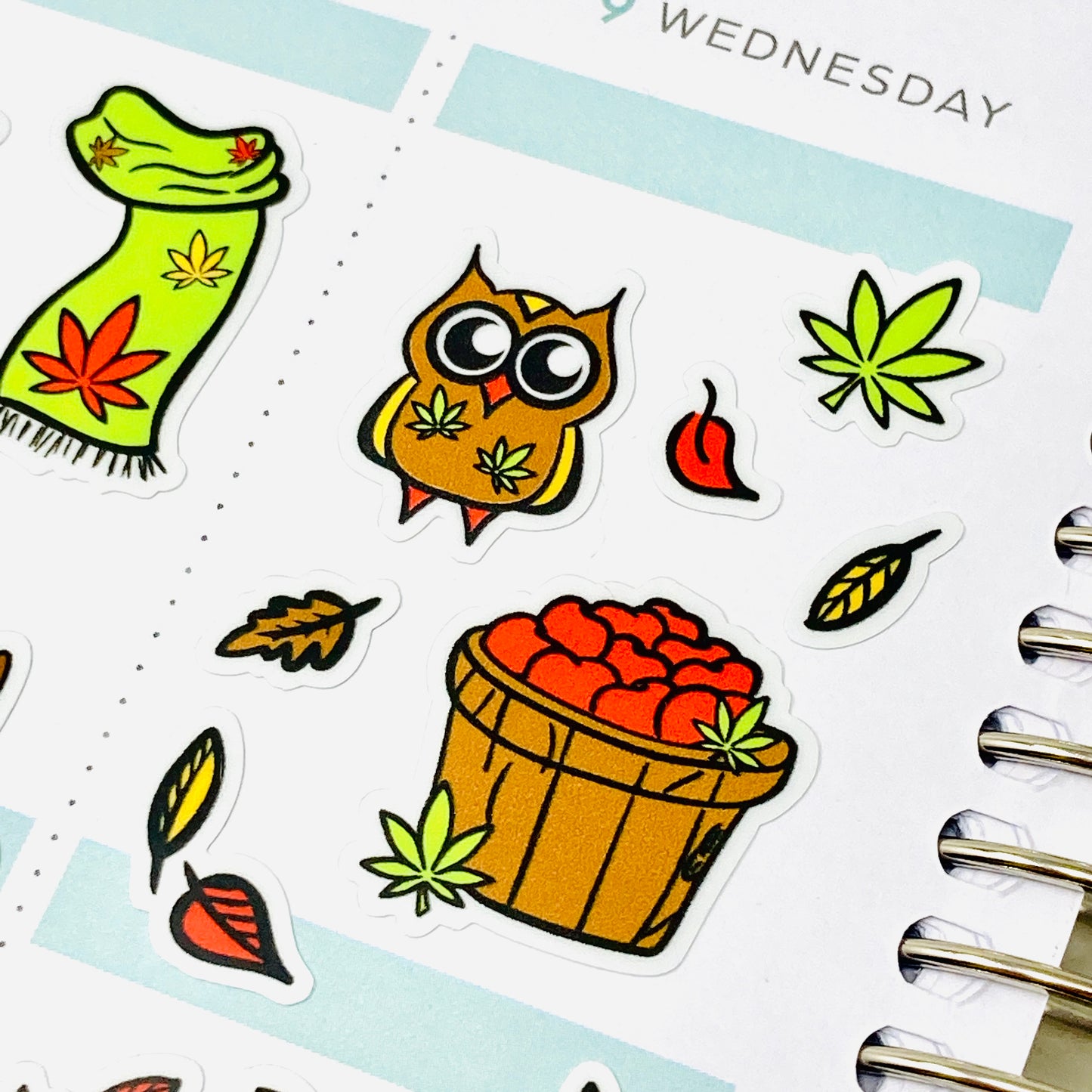 Hempy Harvest handdrawn vinyl planner stickers *Retiring Design - final stock* | Autumn Fall Bullet Journal weed stickers, 420 friendly gift